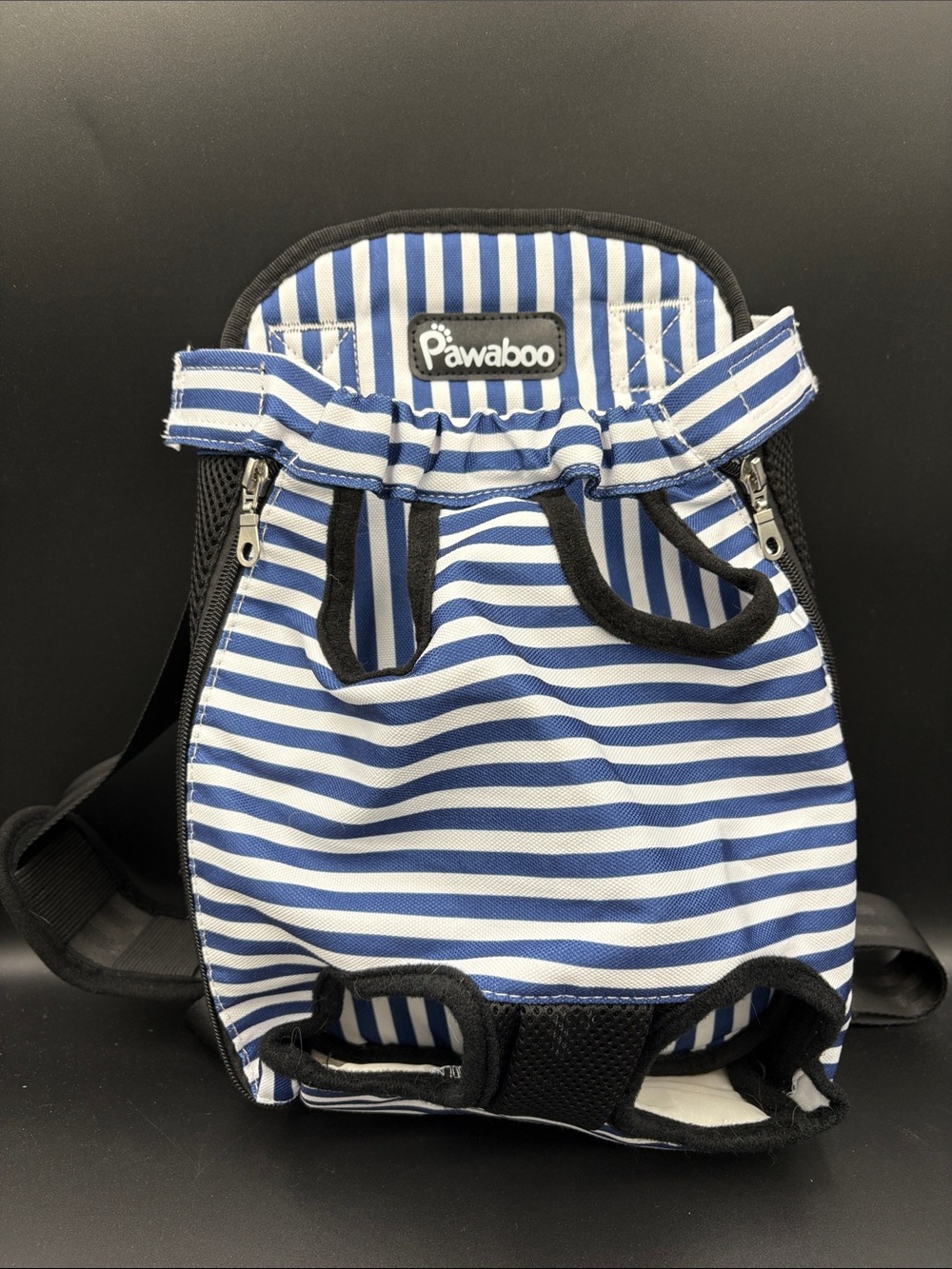 Pawaboo Blue & White Striped Pet Backpack size medium